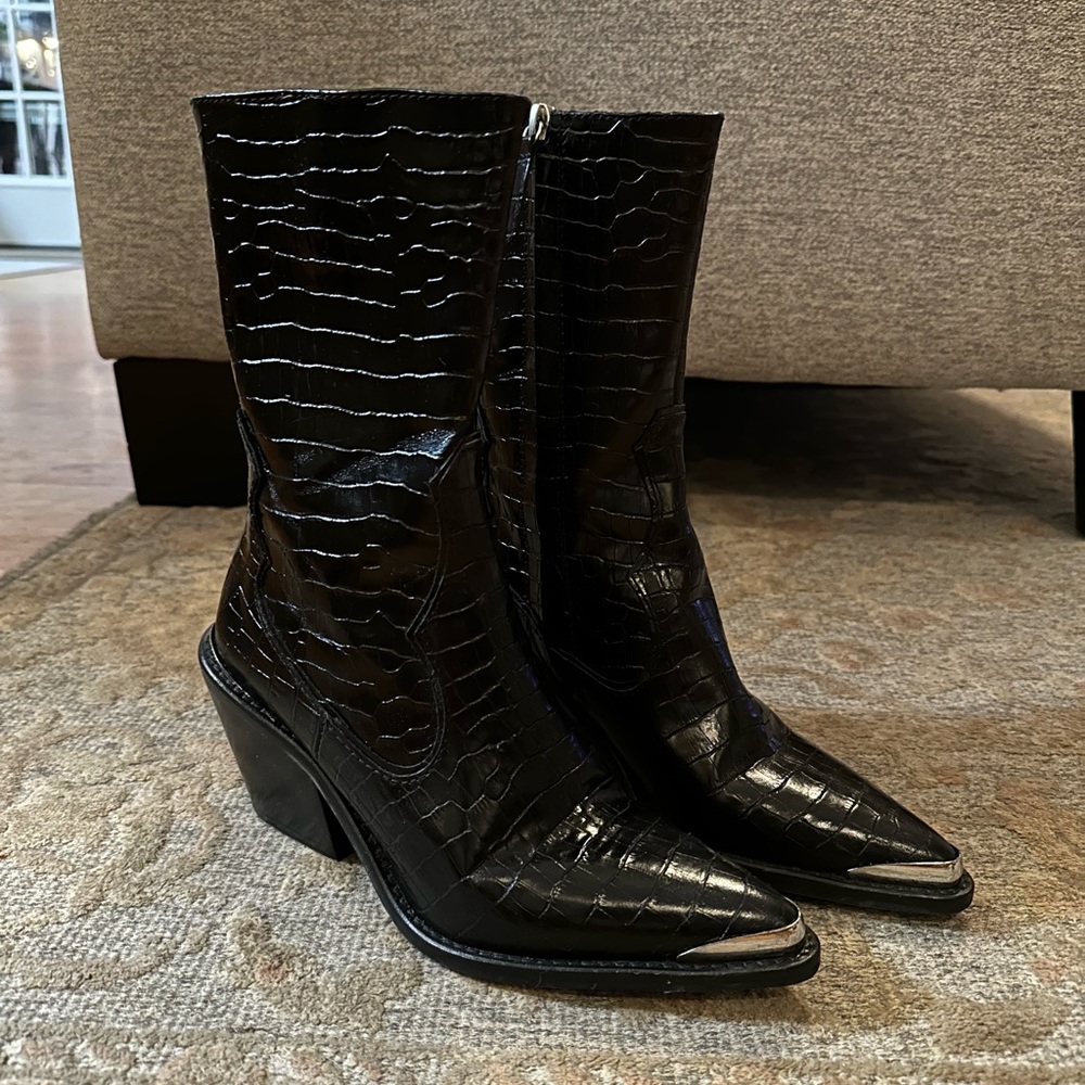 Zara  Leather Cowboy Boots